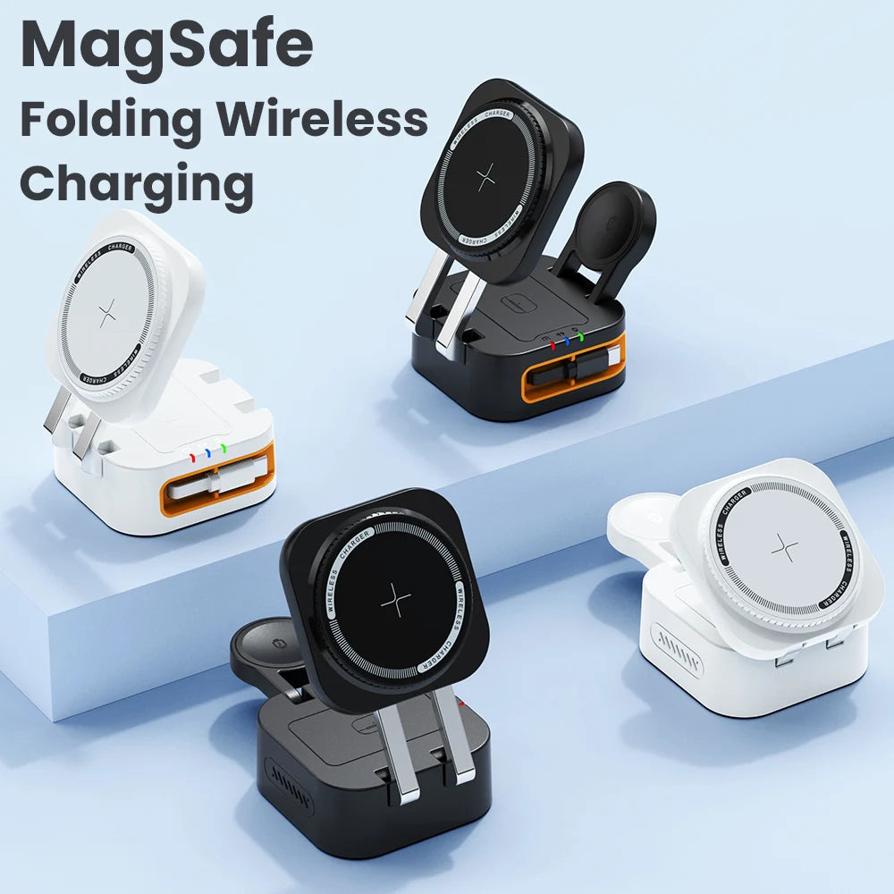 3-in-1 Magnetic Wireless Charger Stand for iPhone 12 13 14 15 16 Charging Station for Apple Watch 10 9 8 7 6 5 AirPods 2 3 Pro