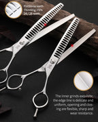 Fenice 7.0/7.5 inch Professional Dog Grooming Shears Curved Thinning Scissors for Dog Face Body Cutiing JP 440C High Quality