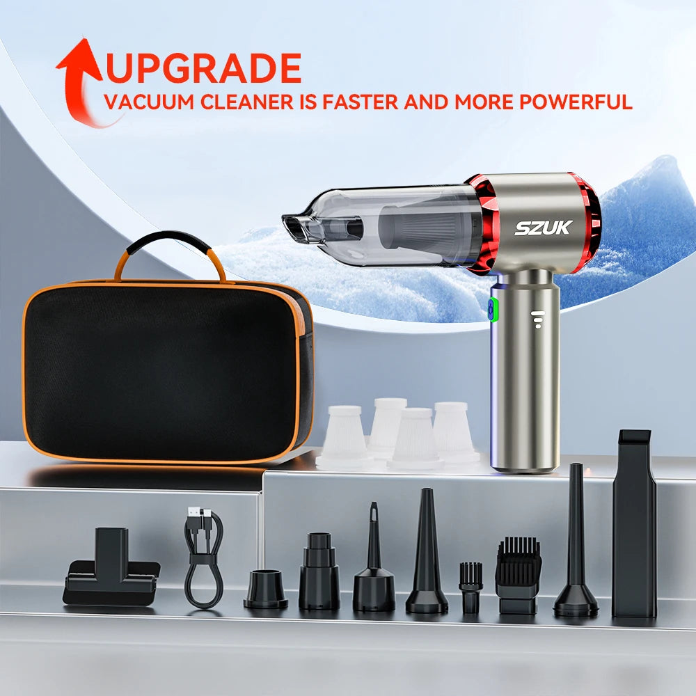 Mini Car Vacuum 98500Pa — Aspirador Portátil Sem Fios USB Super Potente