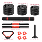 3-in-1 Dumbbell Barbell Set, Adjustable Dumbbell Weights, Dumbbell Bars, Dumbbell Set for Strength Training, Fitness, Home Gym