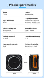 3-in-1 Magnetic Wireless Charger Stand for iPhone 12 13 14 15 16 Charging Station for Apple Watch 10 9 8 7 6 5 AirPods 2 3 Pro