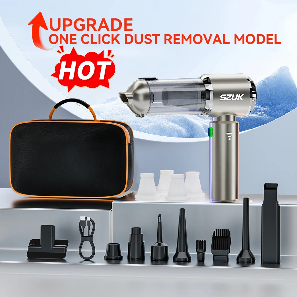 Mini Car Vacuum 98500Pa — Aspirador Portátil Sem Fios USB Super Potente