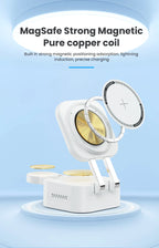 3-in-1 Magnetic Wireless Charger Stand for iPhone 12 13 14 15 16 Charging Station for Apple Watch 10 9 8 7 6 5 AirPods 2 3 Pro