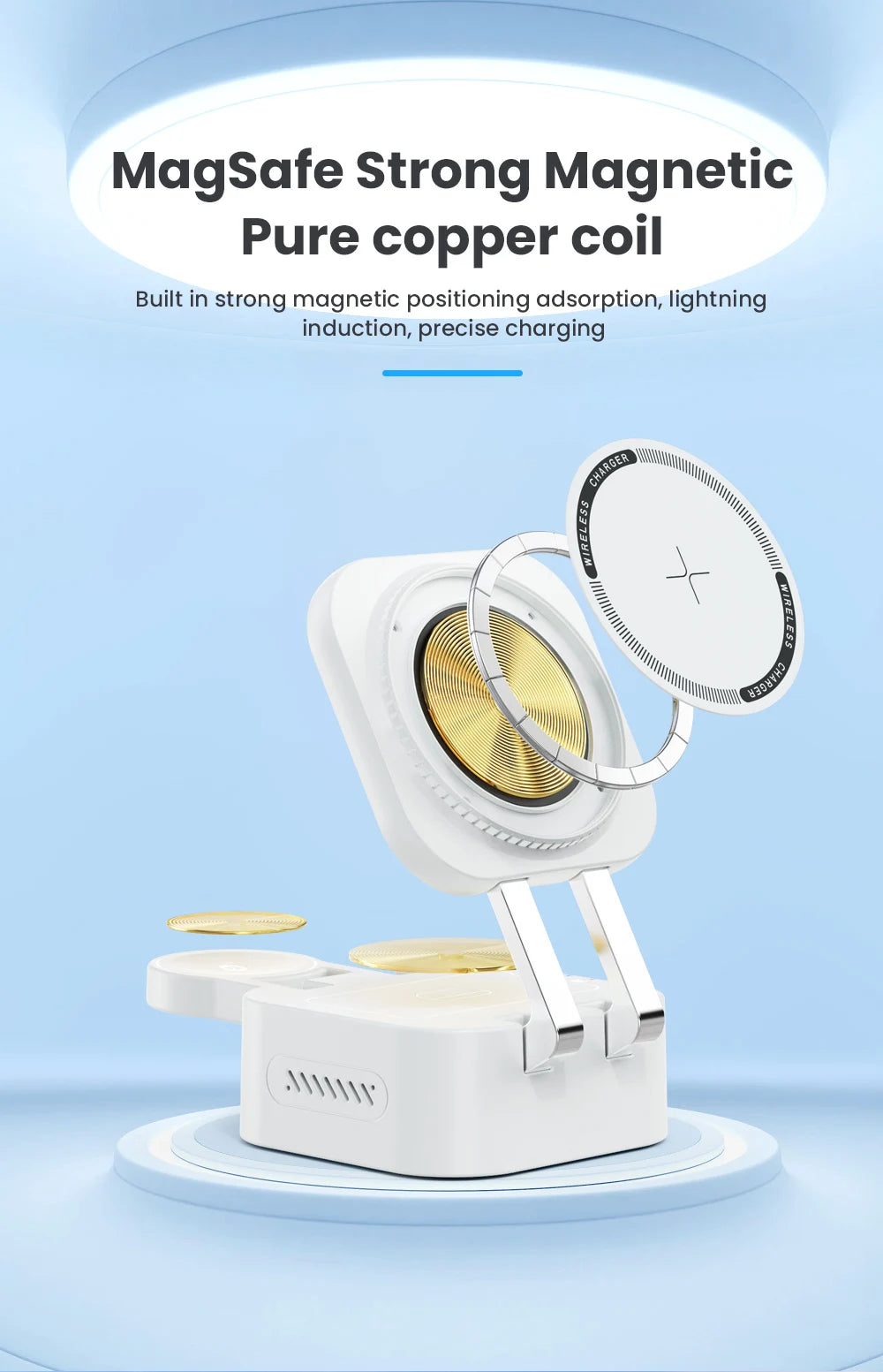 3-in-1 Magnetic Wireless Charger Stand for iPhone 12 13 14 15 16 Charging Station for Apple Watch 10 9 8 7 6 5 AirPods 2 3 Pro