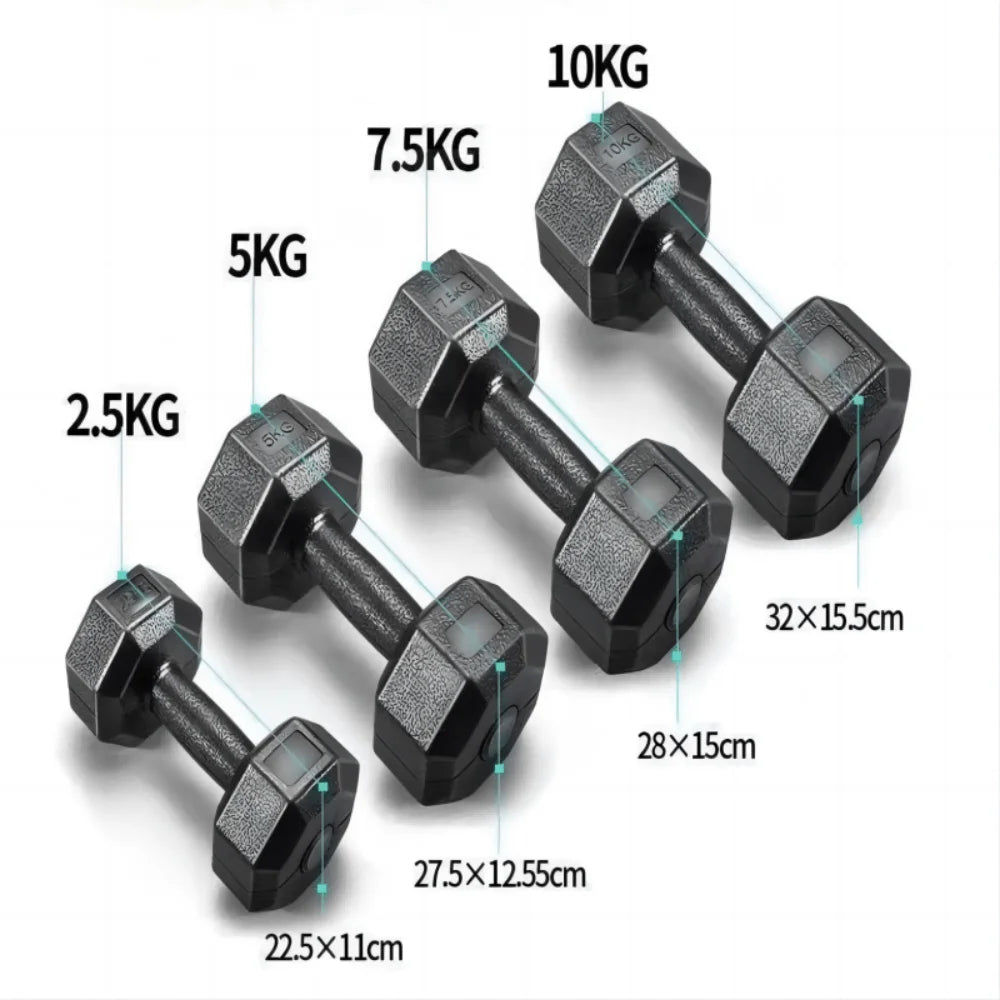 Hexagonal Dumbbell Set 2.5-10kg for Home Gym, Vinyl Coated Weights with Non-Slip Grip, Ideal for Bodybuilding and Fitness Training, Compact Design for Easy Storage, Durable PVC Coating to Absorb Impact.