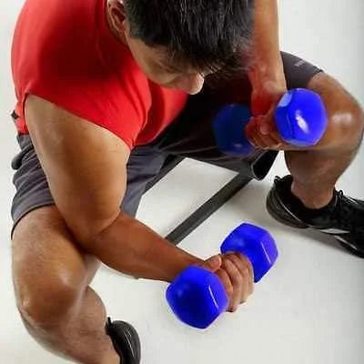 Neoprene Dumbbell Set 1, 1.5, 2, 3kg in Blue and Red, with Anti-Roll Design for Gym and Home Use, Ideal for Aerobic Exercise and Arm Strengthening, Includes 2 Units, Made of Rubber.