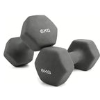 Soft-Grip Neoprene Hex Dumbbells Set - Anti-Roll Design, 1kg to 6kg, 2 Units, Ergonomic for Home Gym and Fitness, Ideal for both men and women, Perfect for circuit training and weightlifting.