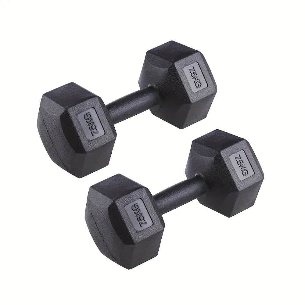 Hexagonal Dumbbell Set 2.5-10kg for Home Gym, Vinyl Coated Weights with Non-Slip Grip, Ideal for Bodybuilding and Fitness Training, Compact Design for Easy Storage, Durable PVC Coating to Absorb Impact.