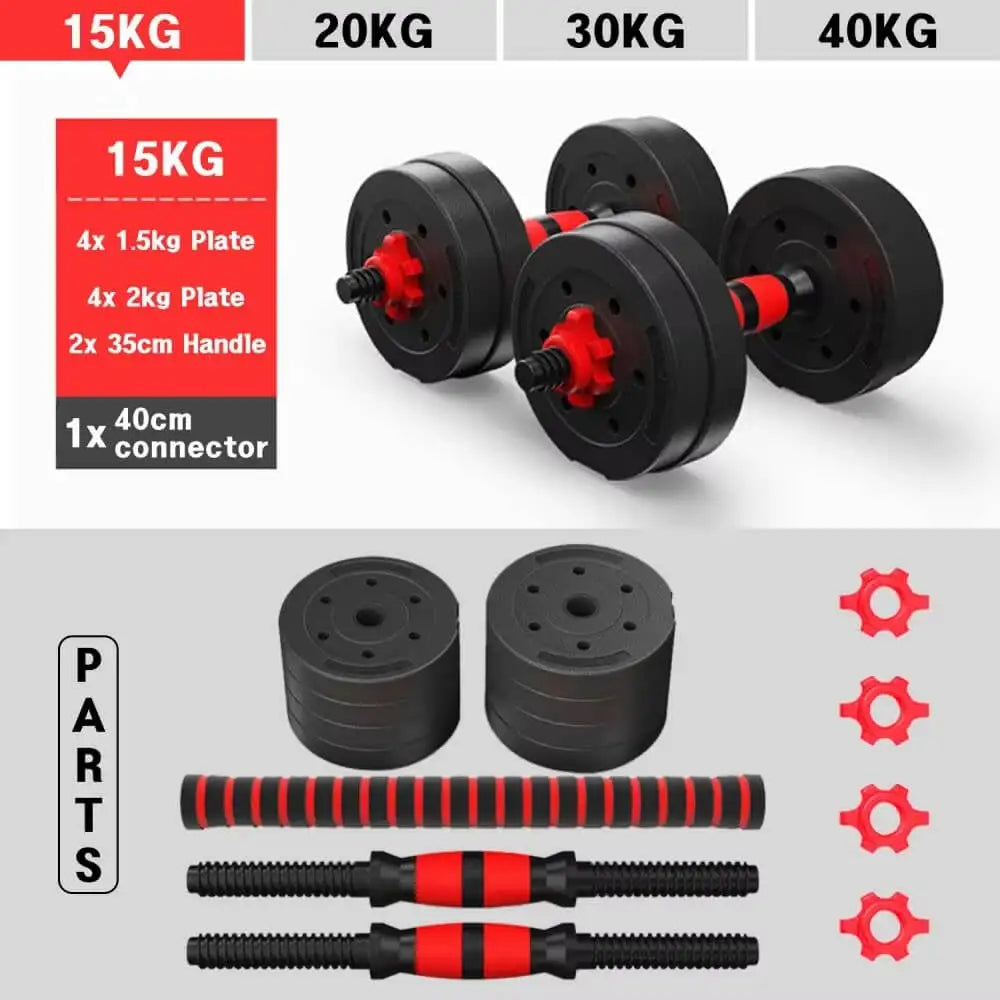 Multifunctional adjustable 3-in-1 set, adjustable with optional handle, straight bar, push bar, 10kg, 15kg, 20kg, 30kg gym weights for men.