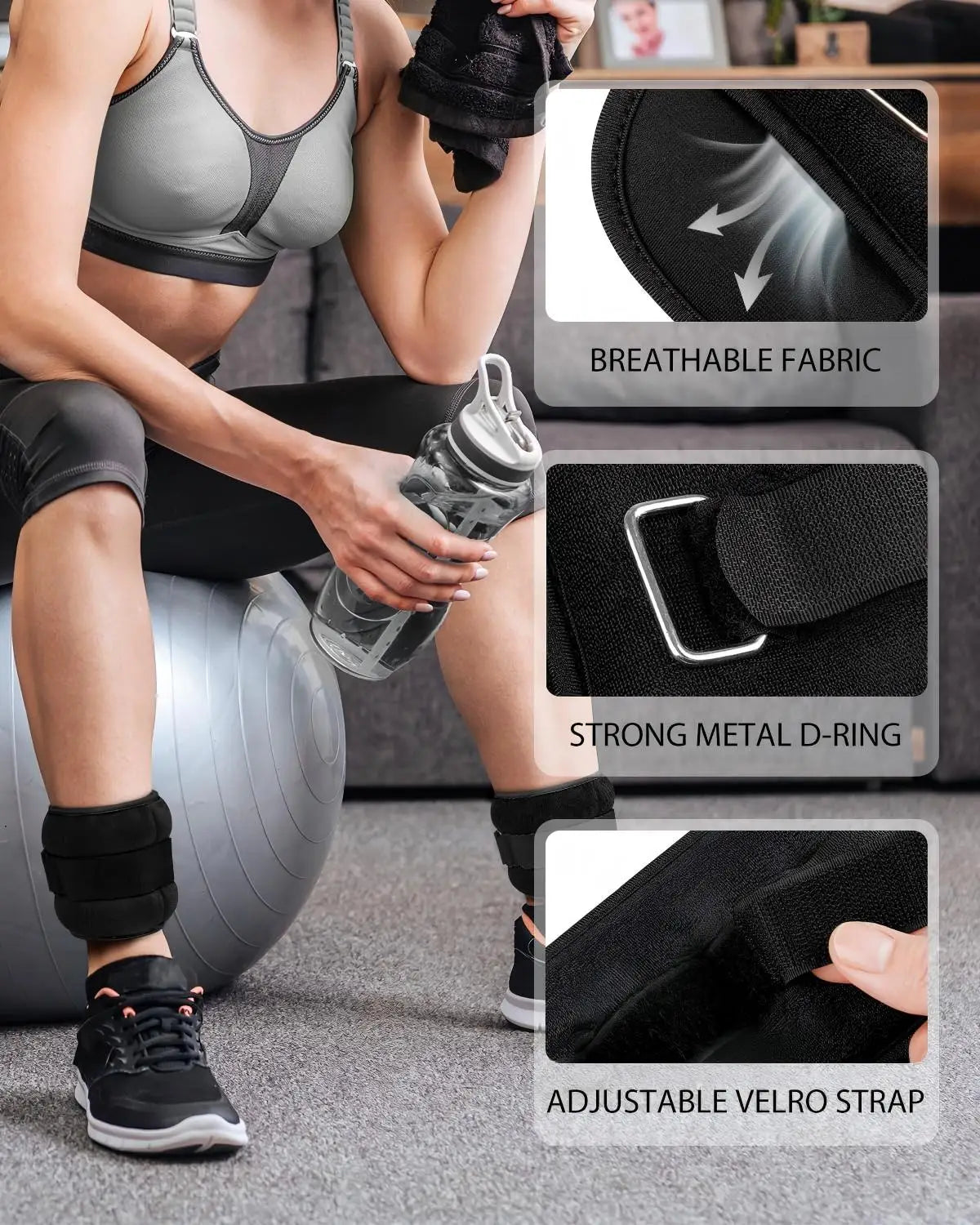 DECODEKO Adjustable Ankle and Wrist Weights, 0.5-10kg, Versatile Fitness Training with Breathable Nylon, Hook and Loop Closure, Perfect for Home Gym and Aerobics, Adjustable Dumbbells for Personalized Intensity