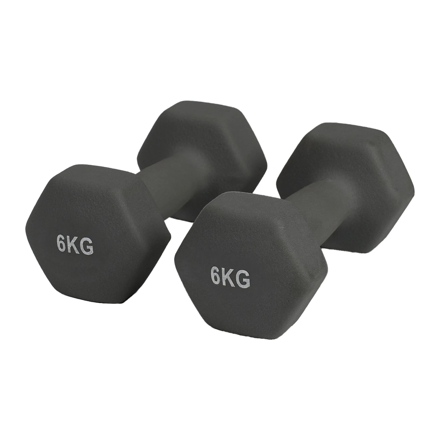 Soft-Grip Neoprene Hex Dumbbells Set - Anti-Roll Design, 1kg to 6kg, 2 Units, Ergonomic for Home Gym and Fitness, Ideal for both men and women, Perfect for circuit training and weightlifting.