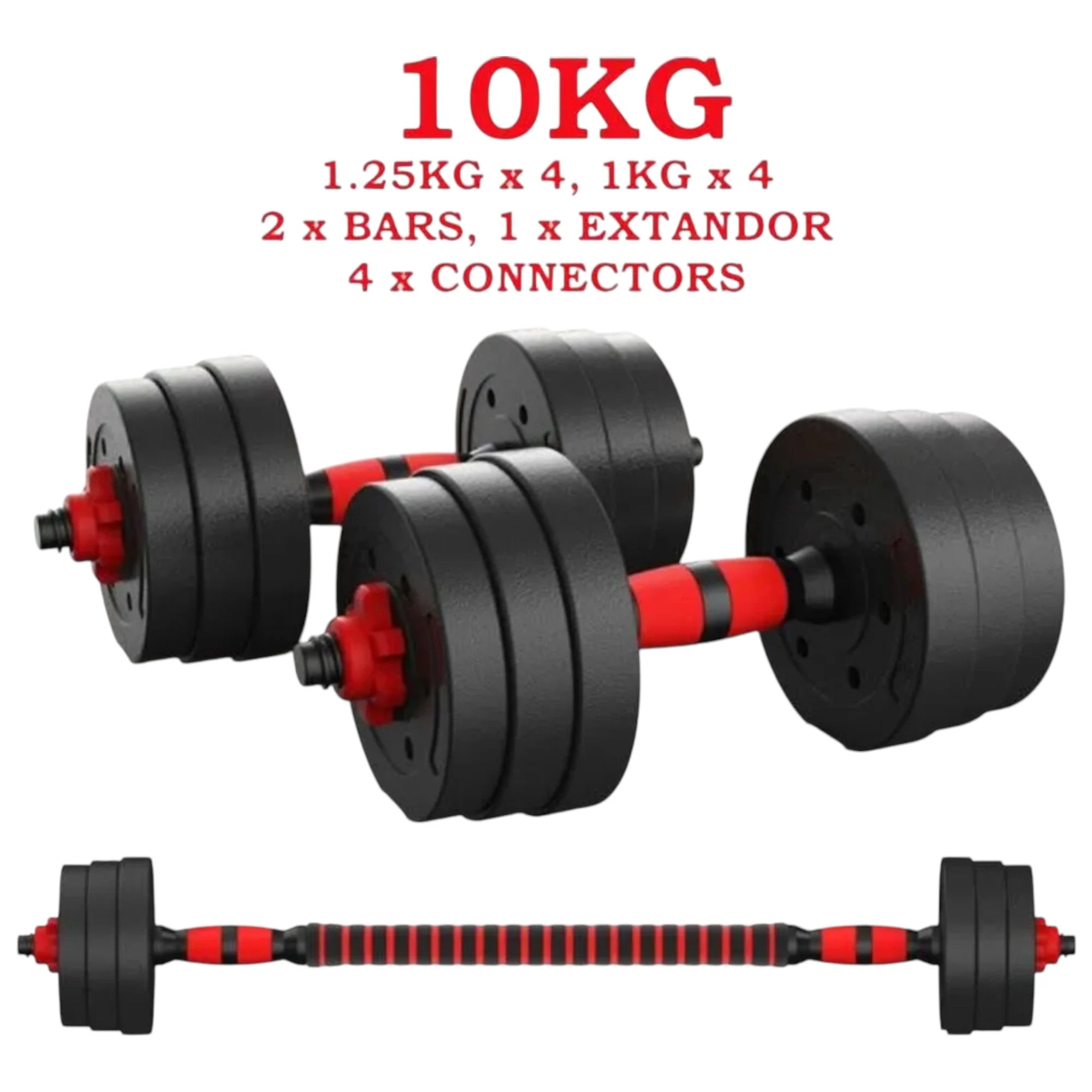 2-in-1 Adjustable Dumbbell Set with Bars, Multifunctional 10KG-30KG for Home Gym, featuring adjustable weights and easy setup for full-body workouts. Ideal for strength training and fitness exercises.
