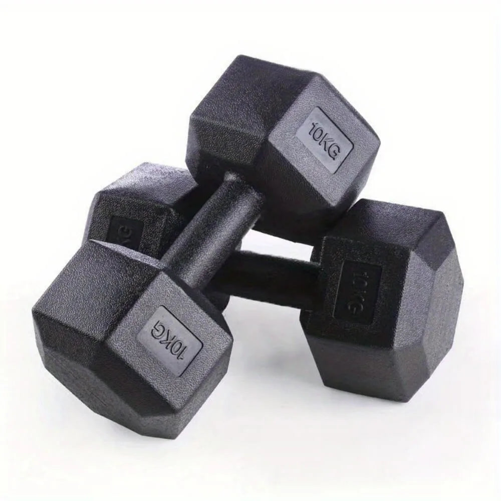 Hexagonal Dumbbell Set 2.5-10kg for Home Gym, Vinyl Coated Weights with Non-Slip Grip, Ideal for Bodybuilding and Fitness Training, Compact Design for Easy Storage, Durable PVC Coating to Absorb Impact.