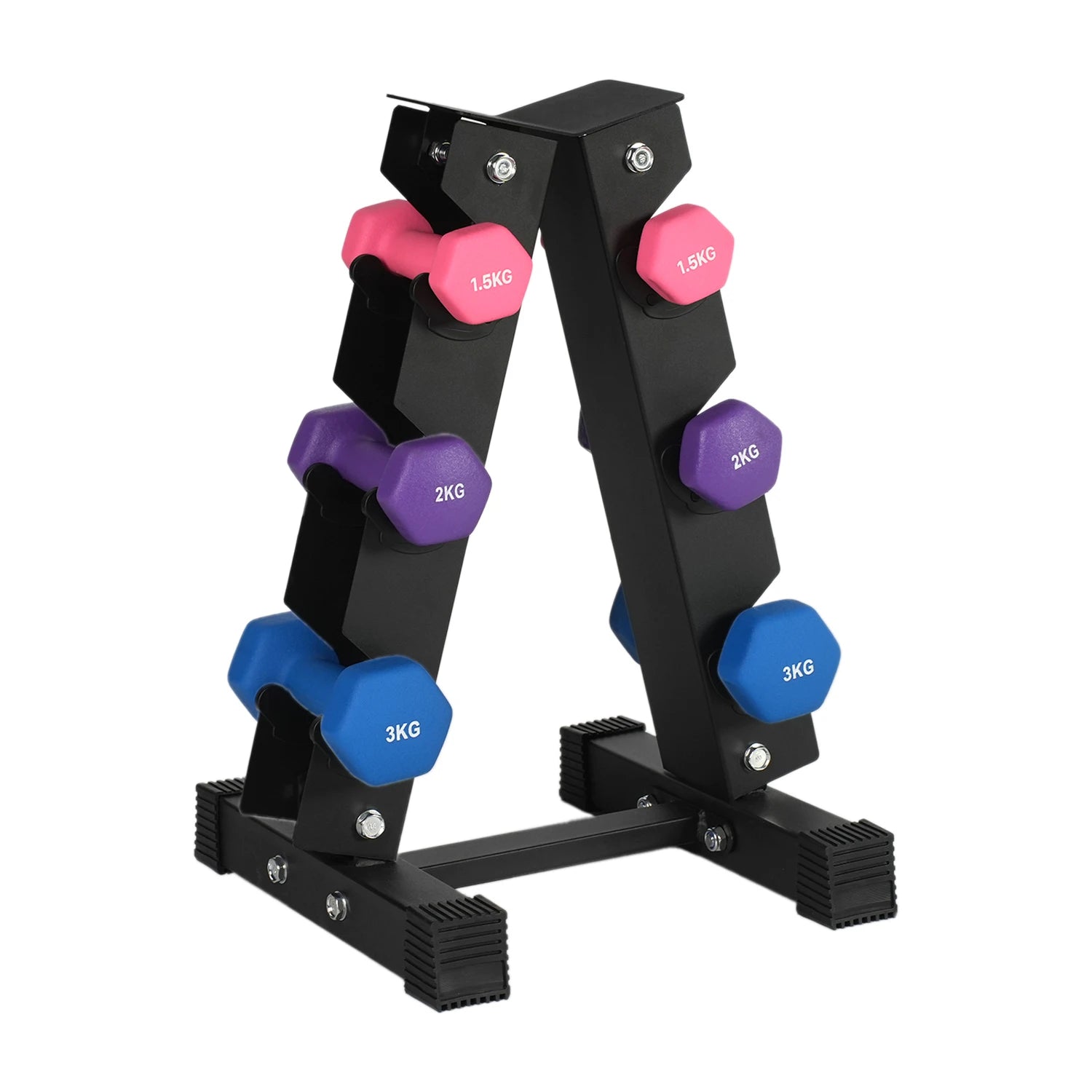 Soft-Grip Neoprene Hex Dumbbells Set - Anti-Roll Design, 1kg to 6kg, 2 Units, Ergonomic for Home Gym and Fitness, Ideal for both men and women, Perfect for circuit training and weightlifting.