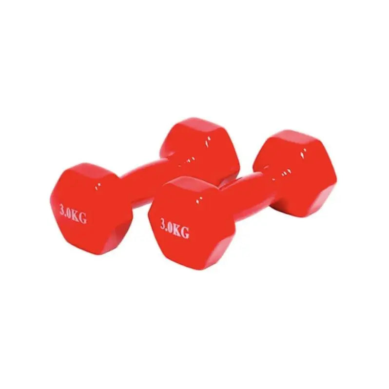Neoprene Dumbbell Set 1, 1.5, 2, 3kg in Blue and Red, with Anti-Roll Design for Gym and Home Use, Ideal for Aerobic Exercise and Arm Strengthening, Includes 2 Units, Made of Rubber.