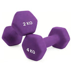 Soft-Grip Neoprene Hex Dumbbells Set - Anti-Roll Design, 1kg to 6kg, 2 Units, Ergonomic for Home Gym and Fitness, Ideal for both men and women, Perfect for circuit training and weightlifting.