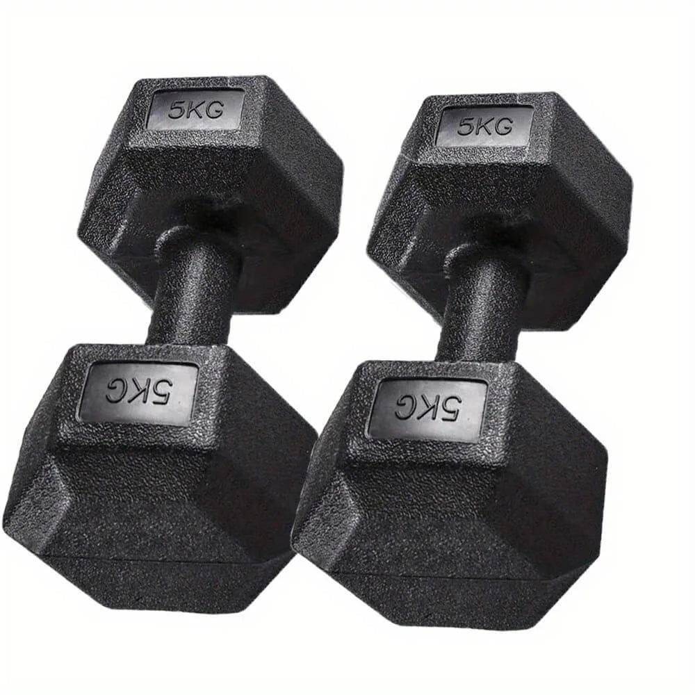 Hexagonal Dumbbell Set 2.5-10kg for Home Gym, Vinyl Coated Weights with Non-Slip Grip, Ideal for Bodybuilding and Fitness Training, Compact Design for Easy Storage, Durable PVC Coating to Absorb Impact.