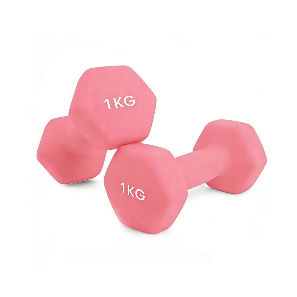 Soft-Grip Neoprene Hex Dumbbells Set - Anti-Roll Design, 1kg to 6kg, 2 Units, Ergonomic for Home Gym and Fitness, Ideal for both men and women, Perfect for circuit training and weightlifting.