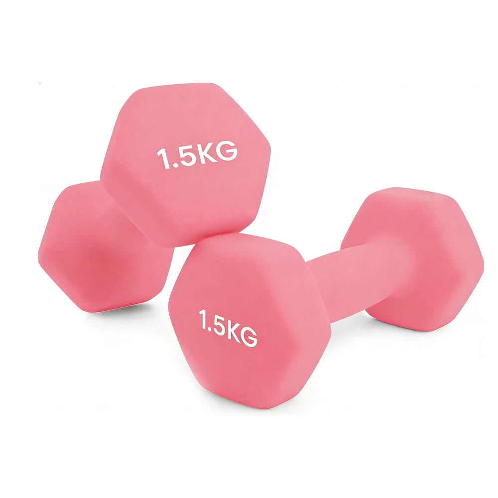 Soft-Grip Neoprene Hex Dumbbells Set - Anti-Roll Design, 1kg to 6kg, 2 Units, Ergonomic for Home Gym and Fitness, Ideal for both men and women, Perfect for circuit training and weightlifting.