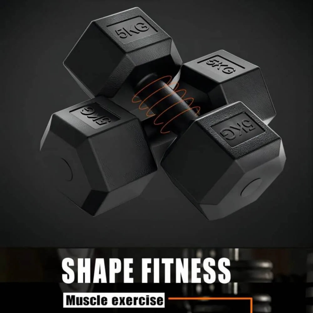 Hexagonal Dumbbell Set 2.5-10kg for Home Gym, Vinyl Coated Weights with Non-Slip Grip, Ideal for Bodybuilding and Fitness Training, Compact Design for Easy Storage, Durable PVC Coating to Absorb Impact.