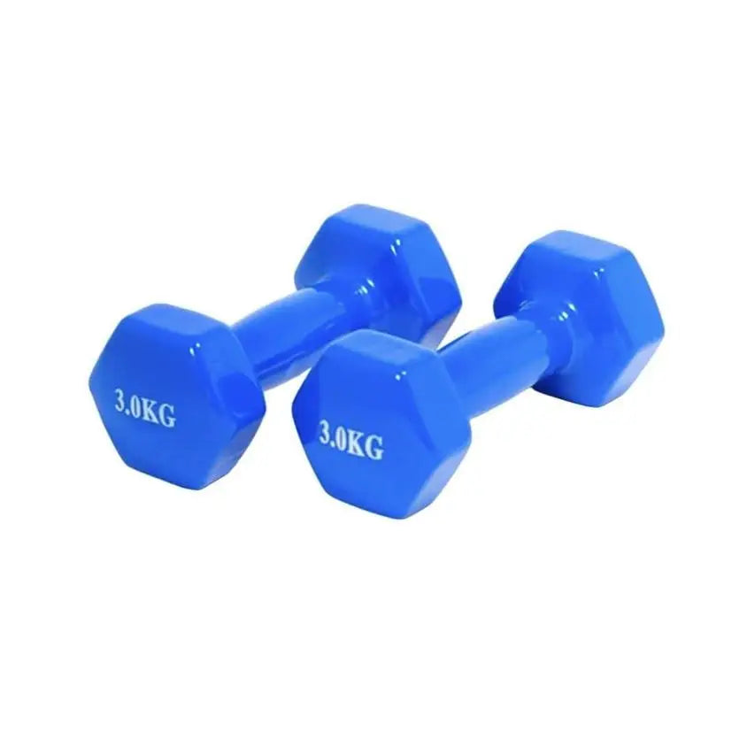 Neoprene Dumbbell Set 1, 1.5, 2, 3kg in Blue and Red, with Anti-Roll Design for Gym and Home Use, Ideal for Aerobic Exercise and Arm Strengthening, Includes 2 Units, Made of Rubber.