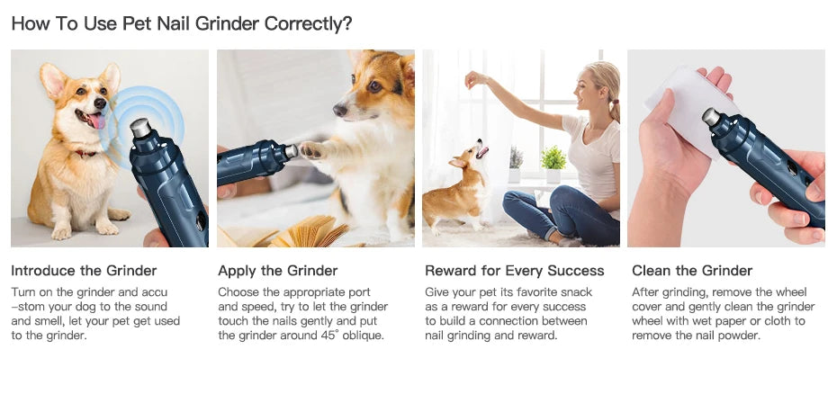 ROJECO N30 Electric Nail Clippers for Dogs, Nail Grinder, Rechargeable Professional Pet Clipper for Cat Claws, Cutter, Grooming