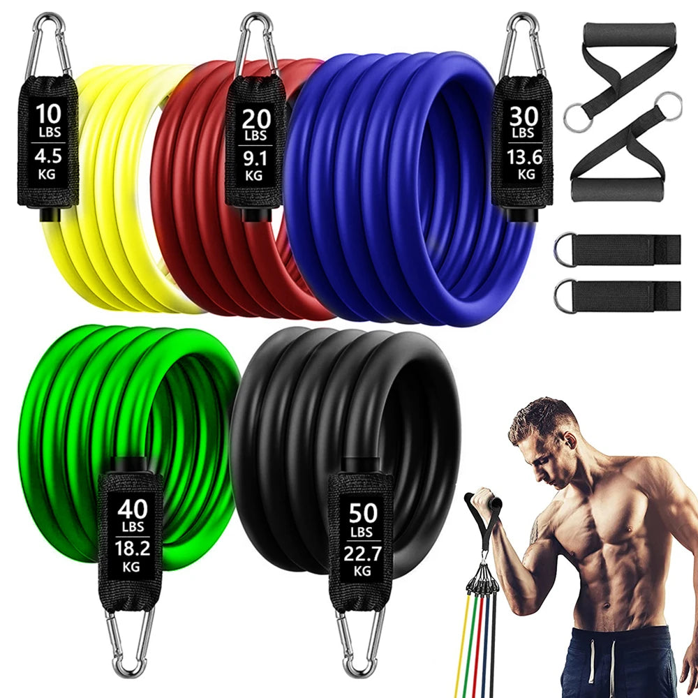 360lbs Fitness Exercises Resistance Bands Set Elastic Tubes Pull Rope Yoga Band Training Home Gym Workout Equipment