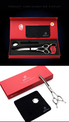 Fenice 7.0/7.5 inch Professional Dog Grooming Shears Curved Thinning Scissors for Dog Face Body Cutiing JP 440C High Quality