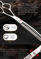 Fenice 7.0/7.5 inch Professional Dog Grooming Shears Curved Thinning Scissors for Dog Face Body Cutiing JP 440C High Quality
