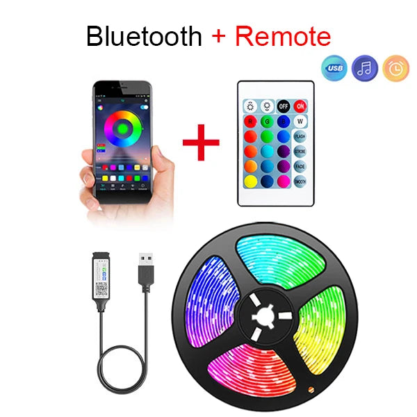 Bluetooth Tape USB LED Strip Light 5050 SMD 5V USB RGB Lights Flexible LED Lamp Tape Ribbon RGB Self-adhesive TV Desktop Diode