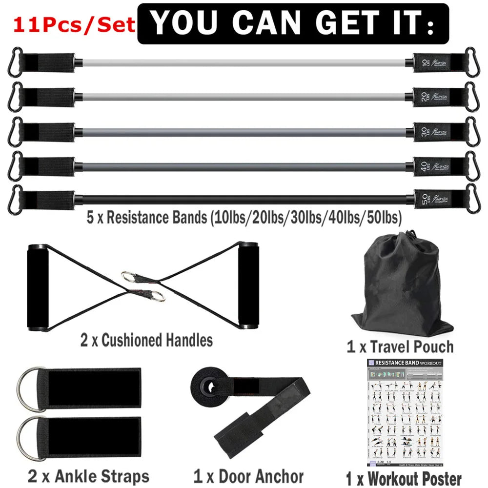 Bandas de Resistência com Âncora de Porta e Tiras de Tornozelo