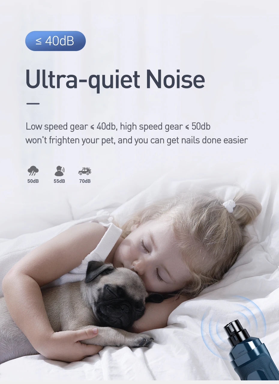 ROJECO N30 Electric Nail Clippers for Dogs, Nail Grinder, Rechargeable Professional Pet Clipper for Cat Claws, Cutter, Grooming