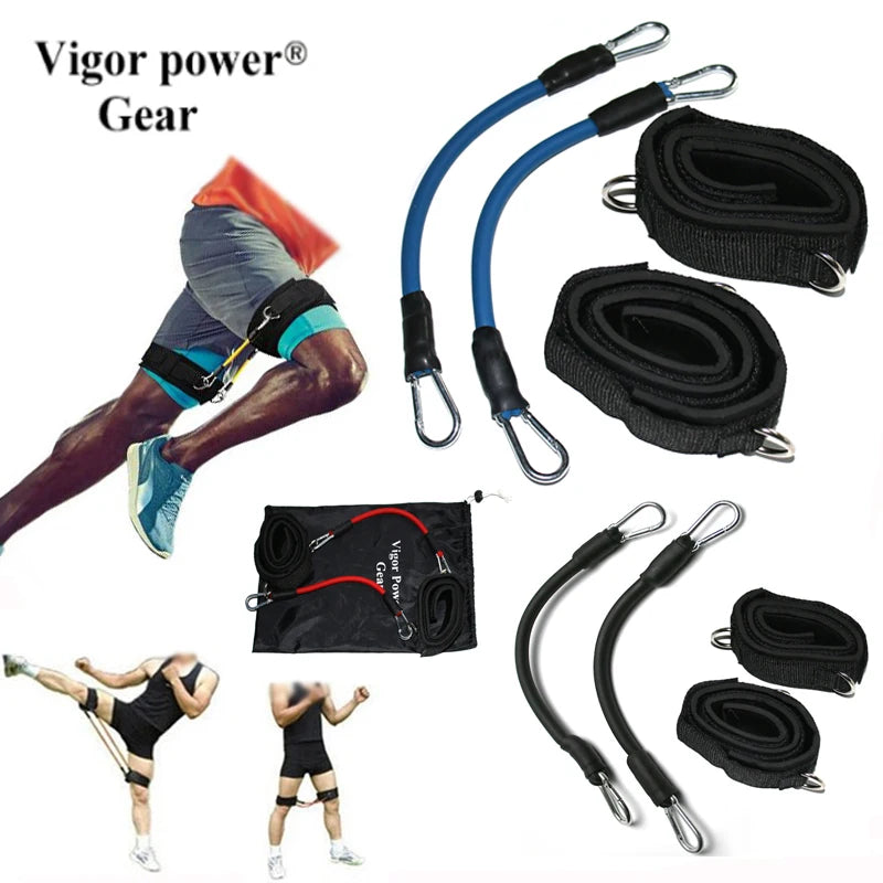 Resistance tubes with ankle straps, complete set, leg training, training for running, kickboxing, punching, taekwondo, all sports.