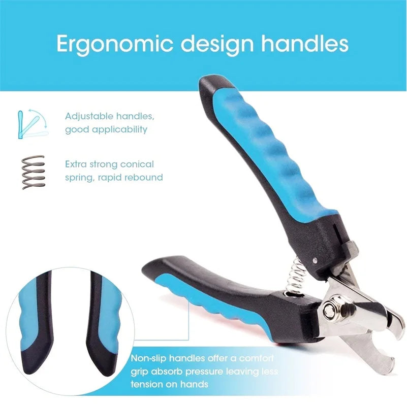 Professional Pet Nail Clipper with Safety Guard, Stainless Steel Scissors for Cat and Dog Claw Care and Grooming Supplies. Size Fits All Sizes.