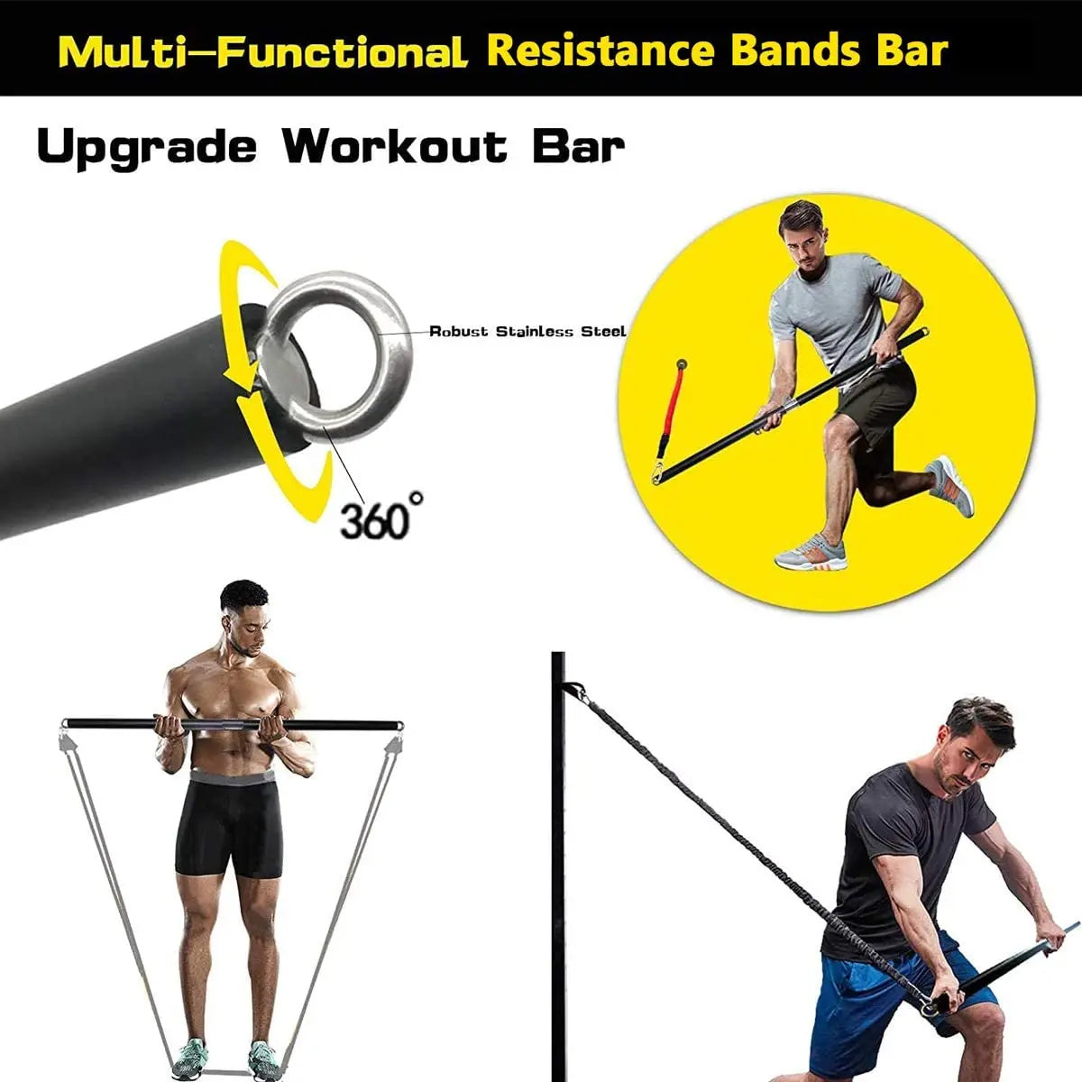 FitBar Resistance Set – Barra de Treino com Bandas para Pilates, Yoga e Full Body Workout