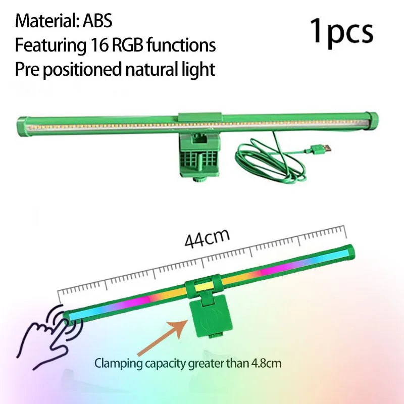 RGB LED Monitor Light Bar Stepless Dimmable Hanging Bar for Work And Gaming - Atmosphere Lamp for Screen Lighting Game Learning