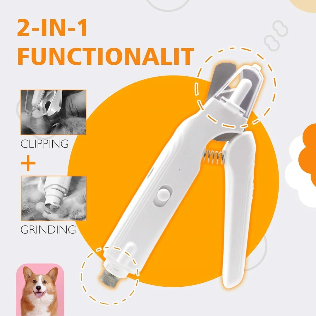 Pet Nail Clippers, Quiet Pet Nail Grinder with 2 LED Lights for small, medium, and large dogs and cats, pet grooming tool.
