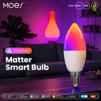 Lâmpada Smart MOES E14 RGB Matter/Tuya com Controlo por Voz