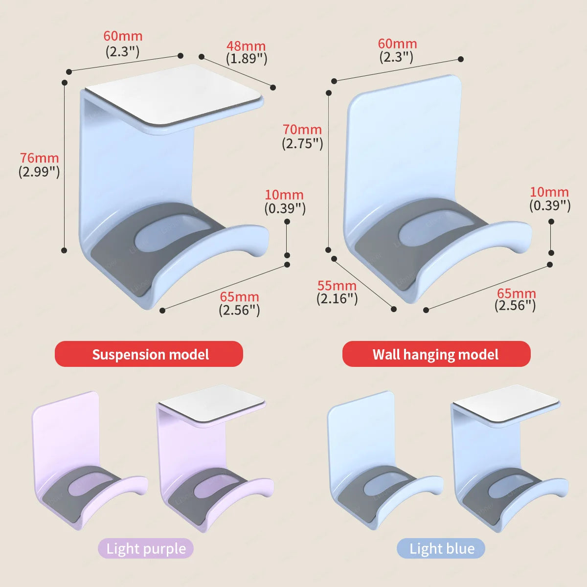 Suporte de Headphones para Debaixo da Secretária — Gancho Multicor Universal