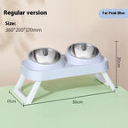 Foldable Stainless Steel Elevated Pet Bowl - Dual Dish Non-Slip Anti-Tip Raised Feeder with Neck Support for Cats Dogs