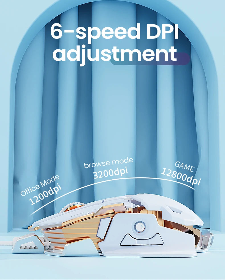 EWEADN G5 USB Wired Gaming Mouse Silent or audible optional, Buttons Macro Function Keys, for desktop, laptop, computer, school