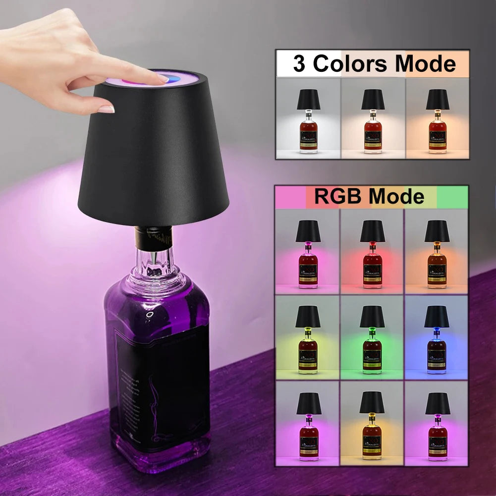 Wireless Table Lamp for Wine Bottles LED Bottle Light for Outdoor Use Touch Control Ideal for Restaurants Bars Festival Party
