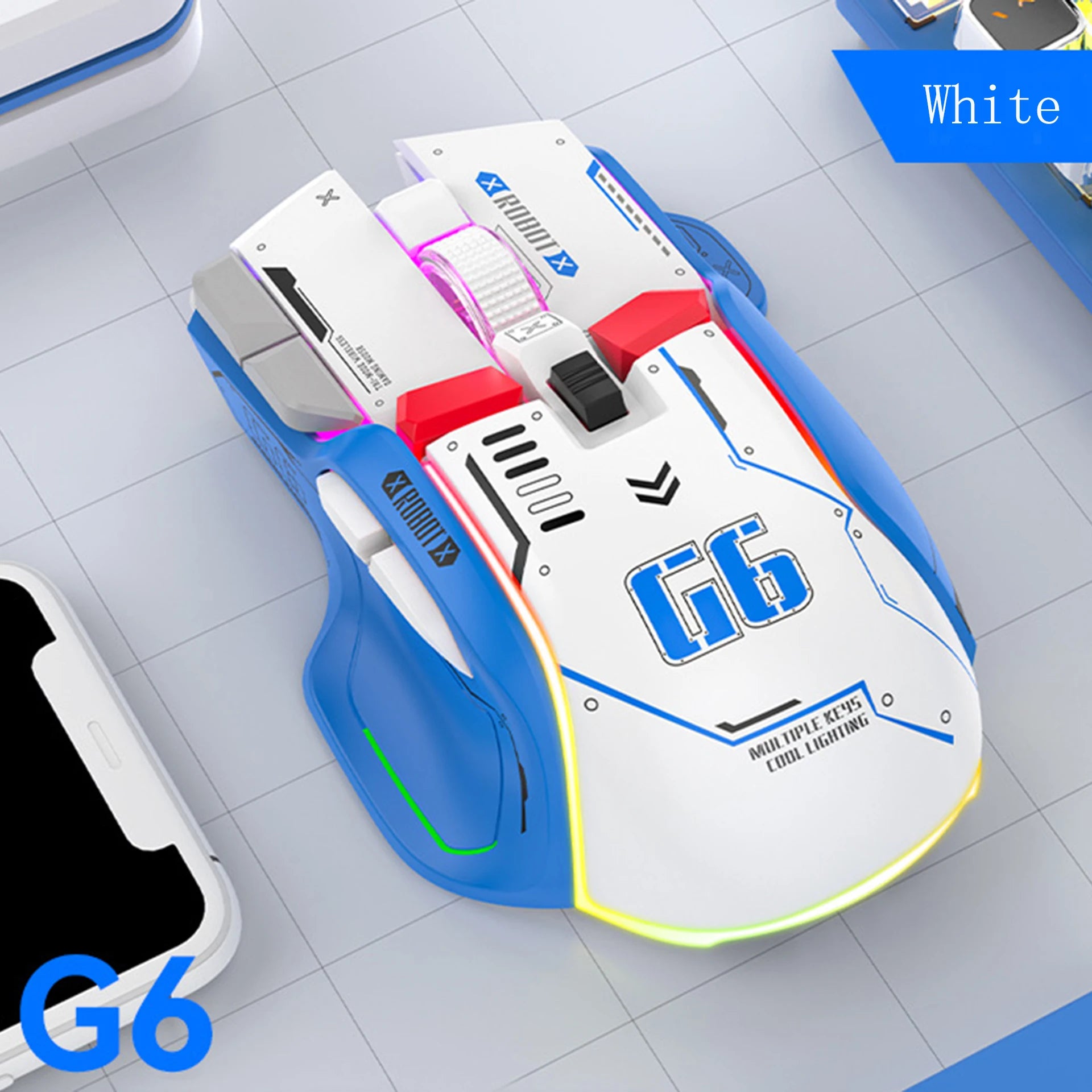 Mechanical Gaming Mouse FreeWolf G6 12-keys Wired Mouse ChipA826 RGB Macro-programmable Ergonomic Superior Design for Gaming