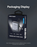 Vention 10000mAh Power Bank — 35W Fast Charge Mini USB‑C 3C