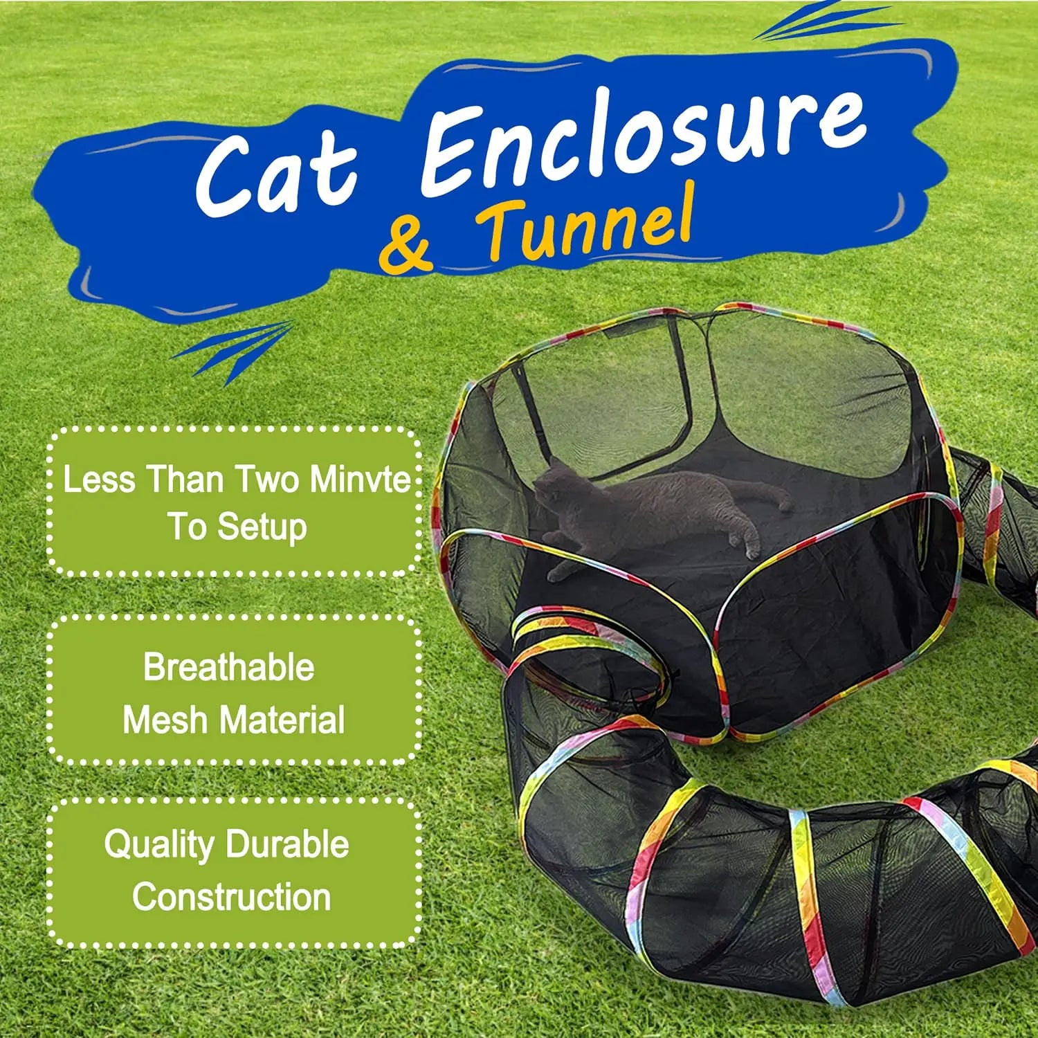 Outdoor Cat Enclosures, Portable Cat Tents for Outdoor Use, Cage-Free Playpen, Pet Tunnel Playground for Indoor Cats and Small Animals