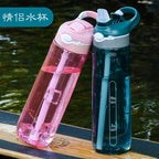 750ml Portable Sports Water Bottle With Straw For Camping Hiking Outdoor Plastic Transparent BPA Free Bottle For Men Drinkware