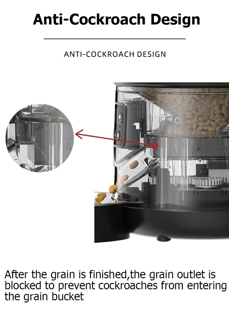 4L Automatic Pet Feeder Cat Food Dispenser Timed and Quantitative Insect and Moisture Resistant Feeding Machine No Food Jamming