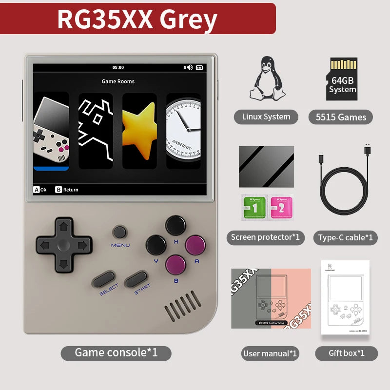 ANBERNIC RG35XX Plus/RG35XX Retro Handheld Game Console 3.5″ IPS Screen Linux Portable Video Game Player Support HD-MI TV Output