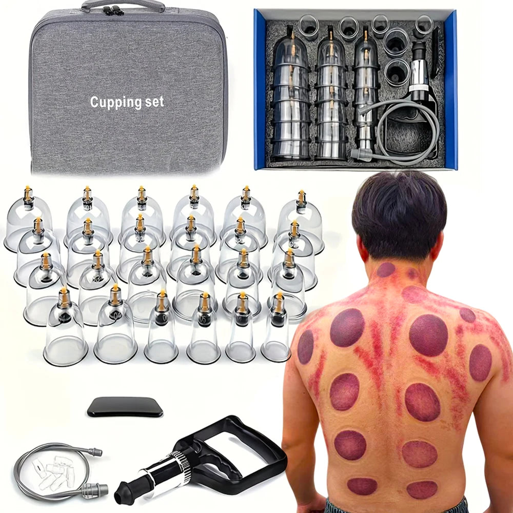 CuppingRelax 24 Pro – Kit de Ventosas a Vácuo com Bomba Manual