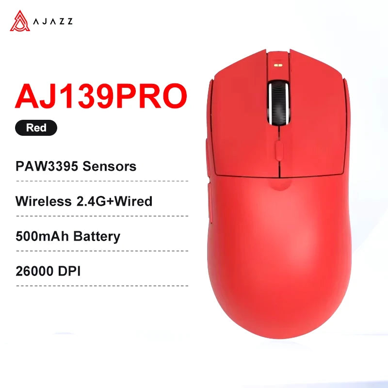 AJAZZ AJ139 V2 MC/AJ139 PRO Wireless Gaming Mouse PAW3311/PAW3395 Sensor 12000DPI/26000DPI 500mAh Bluetooth Mouse Gamer For PC